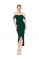 Affordable Off the Shoulder Knee Length Crepe Wrap Short Bridesmaid Dress UK