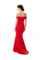 Affordable Off the Shoulder Sweetheart Maxi Crepe Bridesmaid Dress With Thigh Split and Train UK