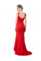 Affordable Long Chapel Train Fishtail Maxi Crepe Bridesmaid Dress with Sweetheart Neckline UK