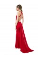 Affordable High Neck Mermaid Open Back Crepe Maxi Bridesmaid Dress with Train Detail UK