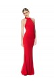 Affordable Halter Neck Keyhole Back Sleeveless Crepe Maxi Bridesmaid Dress UK