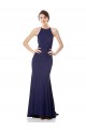 Affordable High Neck Fishtail Crepe Bridesmaid Dress with Open Back Detail UK