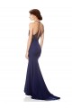 Affordable High Neck Fishtail Crepe Bridesmaid Dress with Open Back Detail UK
