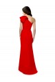 Affordable High Neck Ruffle Frill One Shoulder Maxi Crepe Bridesmaid Dress UK