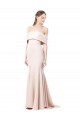 Affordable Mermaid Bardot Maxi Crepe Bridesmiad Dress with Fishtail Train UK
