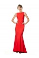 Affordable High Neck Maxi Crepe Bridesmiad Dress with Exaggerated Back Ruffle UK