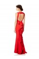 Affordable High Neck Maxi Crepe Bridesmiad Dress with Exaggerated Back Ruffle UK