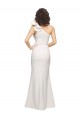 Affordable One Shoulder Long Full Length Crepe Bridesmaid Dress with Ruffles and Side Split UK