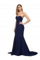 Affordable Fit and Flare Sweetheart Long Crepe Bridesmaid Dress with Sweep Train UK