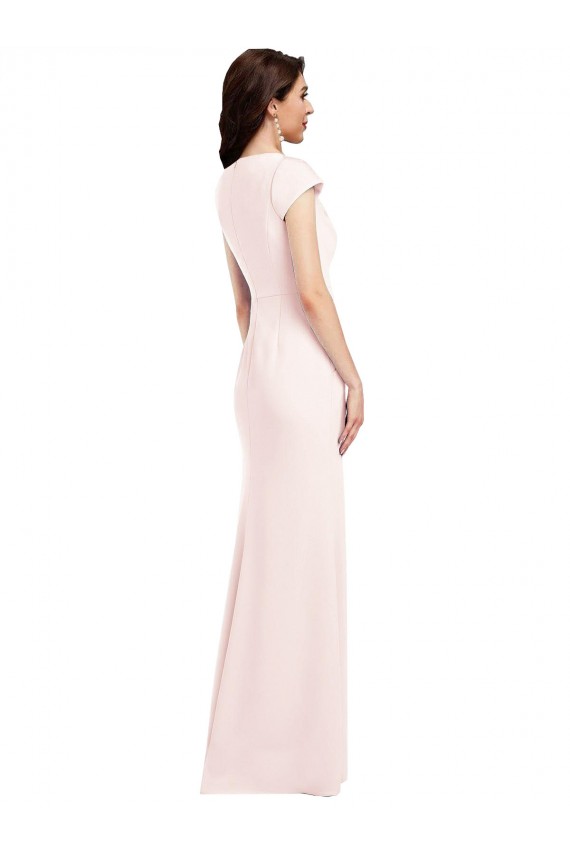 Affordable Cap Sleeve A-Line Crepe Bridesmaid Dress with Pockets UK