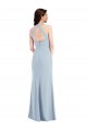 Affordable Open Back Halter Maxi Bridesmaid Dress with Draped Bow UK