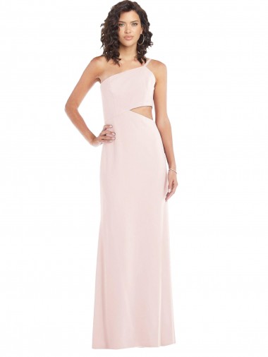 Affordable Flirty One Shoulder Midriff Cutout Maxi Bridesmaid Dress UK