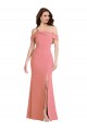 Affordable One Shoulder Draped Cuff Maxi Bridesmaid Dress with Front Slit UK