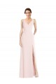 Affordable Square Neck Low Back A-Line Bridesmaid Dress with Front Slit and Pockets UK