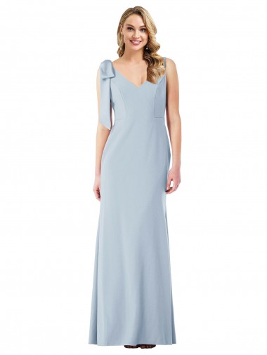 Affordable V-Back Bow Shoulder Trumpet Bridesmaid Dress UK