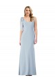Affordable V-Back Bow Shoulder Trumpet Bridesmaid Dress UK