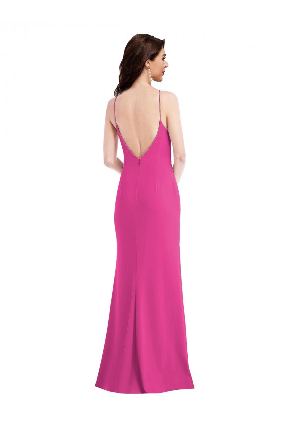 Affordable Open Back High Neck Halter Trumpet Bridesmaid Dress UK