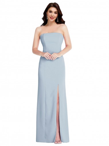 Affordable Strapless Scoop Back Maxi Bridesmaid Dress with Front Slit UK