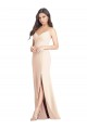 Affordable Seamed Bodice Crepe Trumpet Bridesmaid Dress with Front Slit UK