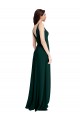 Affordable Slim A-Line V-Neck Full Length Crepe Bridesmaid Dress with Side Slit UK