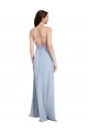 Affordable Fit and Flare High Neck Crepe Bridesmaid Dress with Side Slit UK