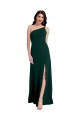 Affordable A-Line Slim One Shoulder Crepe Bridesmaid Dress with Asymmetrical Straps and Side Slit UK