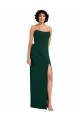 Affordable Scooped Strapless Neckline Crepe Bridesmaid Dress with Side Slit UK