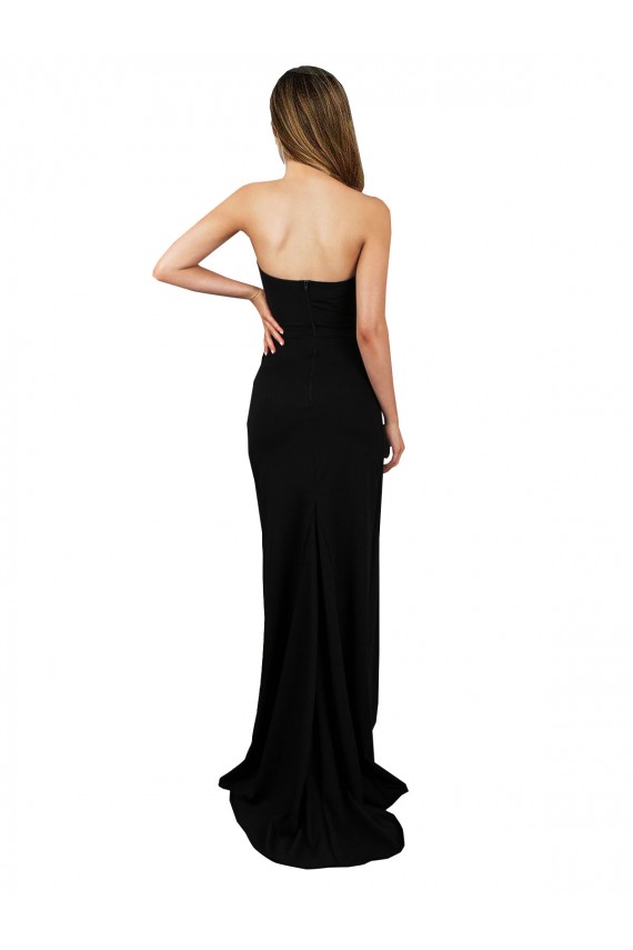 Affordable Corset Style Strapless Crepe Bridesmaid Dress with High Split UK