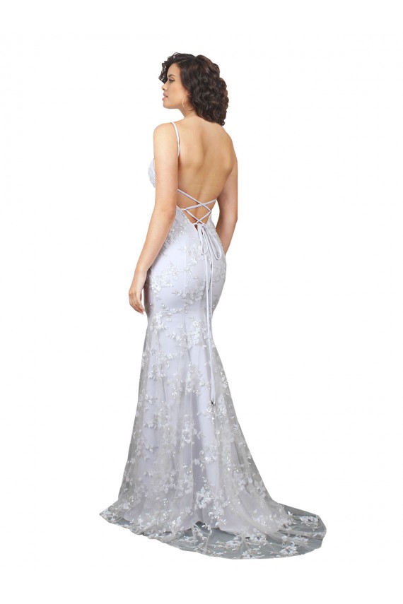 Affordable V-Neckline Backless Floral Patterned Sequin Bridesmaid Dress UK