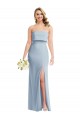 Affordable Strapless Overlay Bodice Crepe Maxi Bridesmaid Dress with Front Slit UK