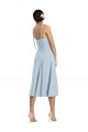 Affordable Midi Length Bustier Crepe Bridesmaid Dress with Back Bow Straps UK