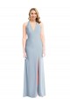 Affordable Plunge Neck Halter Backless Trumpet Bridesmaid Dress with Front Slit UK
