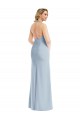 Affordable Plunge Neck Halter Backless Trumpet Bridesmaid Dress with Front Slit UK