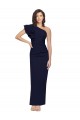 Affordable Ruched Floor Length Long Crepe Bridesmaid Dress with Shoulder Ruffles UK