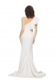Affordable Ruched Long Sweep Train Crepe Bridesmaid Dress with Shoulder Ruffles UK