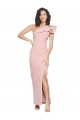 Affordable Full Length One Shoulder Crepe Bridesmaid Dress with Side Leg Split UK