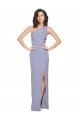 Affordable Floor Length One Shoulder Crepe Bridesmaid Dress with Pencil Skirt and Side Split UK