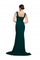 Affordable Fitted Square Neck Long Crepe Bridesmaid Dress with Train and Side Split UK