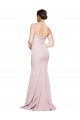 Affordable Straight Neck Long Strapless Crepe Bridesmaid Dress with Soft Tulle Overlay and Small Train UK