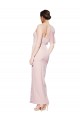 Affordable One Shoulder Tulle Overlay Sweetheart Neckline Long Crepe Bridesmaid Drss with Thigh Split UK
