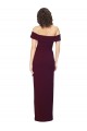 Affordable Fitted Full Length Off the Shoulder Crepe Bridesmaid Dress with Side Split and Waist Tie UK