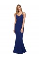 Affordable Full Length V-Neckline Crepe Bridesmaid Dress with Thin Straps and Fulted Skirt UK