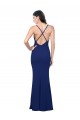Affordable Full Length V-Neckline Crepe Bridesmaid Dress with Thin Straps and Fulted Skirt UK