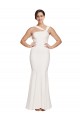 Affordable Full Length Square Neck Crepe Bridesmaid Dress with Asymmetrical Straps and Bow Back UK