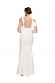 Affordable Full Length Square Neck Crepe Bridesmaid Dress with Asymmetrical Straps and Bow Back UK
