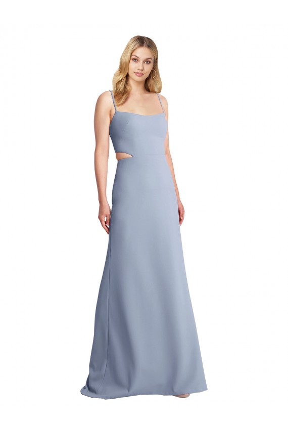 Affordable Feminine Scoop Neckline Long Crepe Slip Bridesmaid Dress  UK