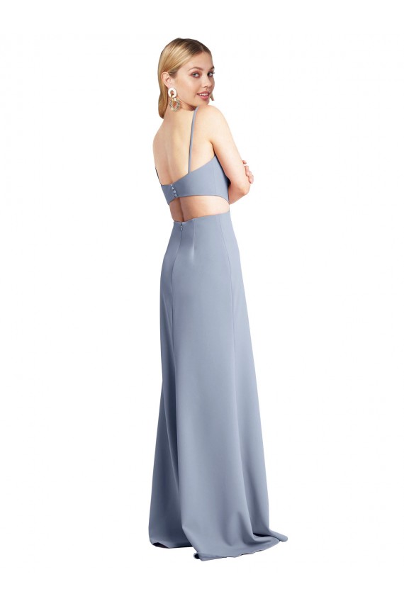 Affordable Feminine Scoop Neckline Long Crepe Slip Bridesmaid Dress  UK