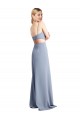 Affordable Feminine Scoop Neckline Long Crepe Slip Bridesmaid Dress  UK
