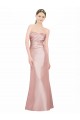 Affordable Long Strapless Stretch Satin Bridesmaid Dress with Pleats and Low Back UK