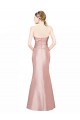 Affordable Long Strapless Stretch Satin Bridesmaid Dress with Pleats and Low Back UK